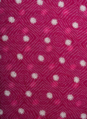 Pure Organza Dark pink Color Bandhani print With Sequins And Pearl Embroidery Fabric.