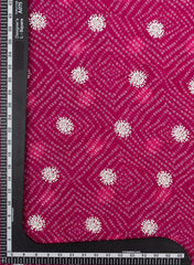 Pure Organza Dark pink Color Bandhani print With Sequins And Pearl Embroidery Fabric.