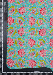 Aqua Colour Jaal Pattern Screen Print Pure Cotton Cambric Fabric