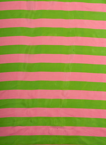 (Pre Cut-2 Meter) Pure Crepe Green And Pink Color Stripes Pattern Digital Print Fabric.