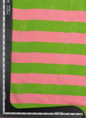 (Pre Cut -1 Meter) Pure Crepe Green And Pink Color Stripes Pattern Digital Print Fabric.