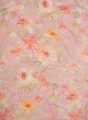 Shimmer Georgette Light Peach color Floral Digital Print  Fabric