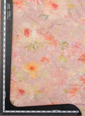 Shimmer Georgette Light Peach color Floral Digital Print  Fabric