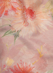 Shimmer Georgette Light Peach color Floral Digital Print  Fabric