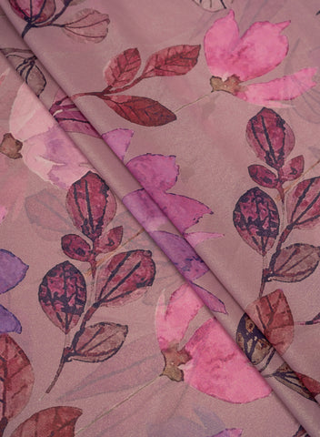 (Pre Cut -1 Meter)Shimmer Georgette  Lilac Purple color Floral Digital Print  Fabric