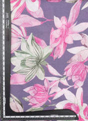 Pure Cotton Cambric Purple Color Floral Digital Print Fabric