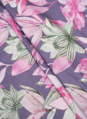 Pure Cotton Cambric Purple Color Floral Digital Print Fabric