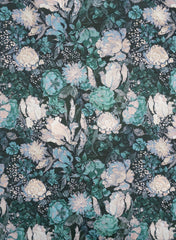 Pure Cotton Cambric Pine Green Color Floral Digital Print Fabric