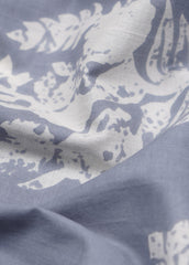 Grey And White Floral Motif Screen Print Cotton Mulmul Fabric