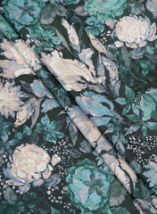 Pure Cotton Cambric Pine Green Color Floral Digital Print Fabric