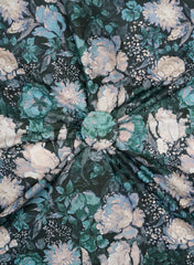 Pure Cotton Cambric Pine Green Color Floral Digital Print Fabric