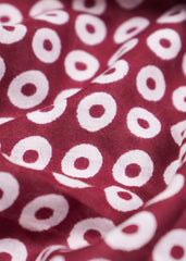 Maroon and White Motif Screen Print Cotton Mulmul Fabric