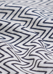 Black and White Chevron Pattern Screen Print Cotton Mulmul Fabric