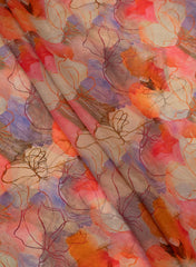 Pure Organza Abstract Pattern Digital Print Multicolor Fabric