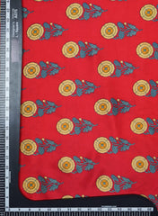 Red And Yellow Sun Flower Motif Pattern Screen Print Premium Santoon Fabric