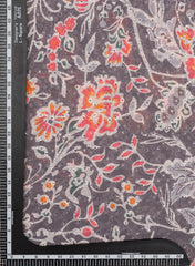 Linen Schiffli Grey Color Floral Print Embroidery Fabric