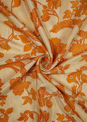 Shaded Yellow Floral Pattern Screen Print Premium Santoon Fabric