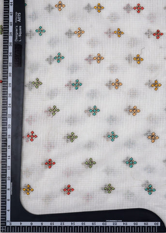 (Pre Cut-2 Meter) Dyeable Multi colour Embroidery Cotton Kota Checks Fabric.