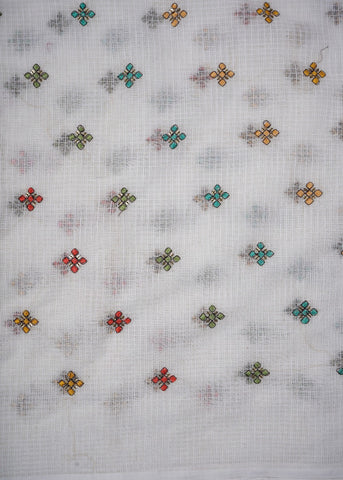 (Pre Cut-2 Meter) Dyeable Multi colour Embroidery Cotton Kota Checks Fabric.