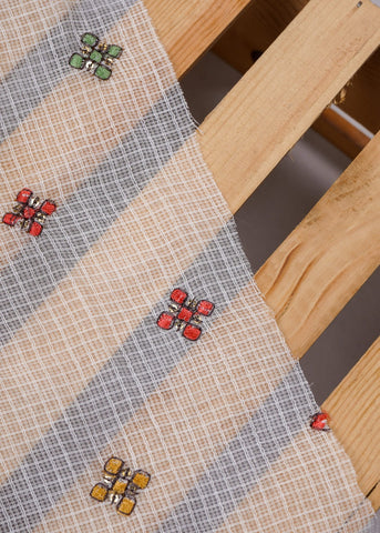 (Pre Cut-2 Meter) Dyeable Multi colour Embroidery Cotton Kota Checks Fabric.