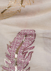 Multi Colour  Resham Thread Leaf Embroidery With Golden Zari Pure Cotton Fabric Big Panna