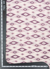 Light Purple And Off White Ikat Pattern Digital Print Pure Muslin Fabric