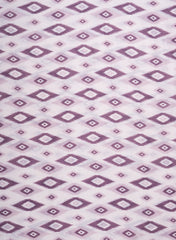 Light Purple And Off White Ikat Pattern Digital Print Pure Muslin Fabric