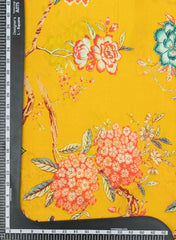 Amber Yellow Floral Crepe Pattern Digital Print Pure Muslin Fabric