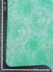 Turquoise Blue Floral Pattern Digital Print Pure Muslin Fabric