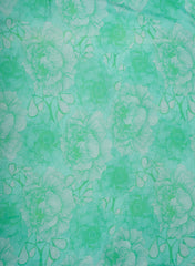 Turquoise Blue Floral Pattern Digital Print Pure Muslin Fabric