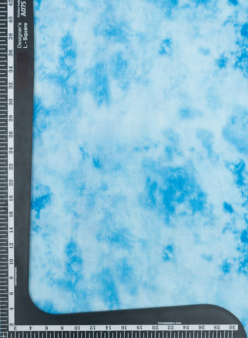 (Pre Cut-3 Meter) Sky Blue Tie And Dye Pattern Digital Print Pure Muslin Fabric