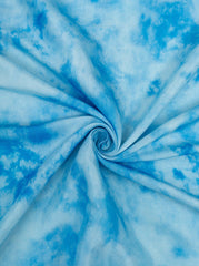 Sky Blue Tie And Dye Pattern Digital Print Pure Muslin Fabric