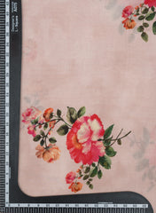 Spanish Pink Floral Pattern Digital Print Pure Musilin Fabric