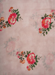 Spanish Pink Floral Pattern Digital Print Pure Musilin Fabric