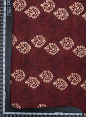 Maroon Hand Block Pattern Digital Print Pure Muslin Fabric