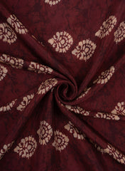 Maroon Hand Block Pattern Digital Print Pure Muslin Fabric