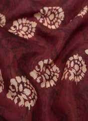 Maroon Hand Block Pattern Digital Print Pure Muslin Fabric