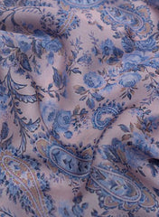 (Per Cut -2 meter) Violet Floral Paisley Pattern Digital Print Satin Georgette Fabric