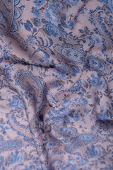 (Per Cut -2 meter) Violet Floral Paisley Pattern Digital Print Satin Georgette Fabric