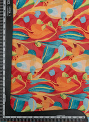 Multi Colour Floral Pattern  Digital Print Linen Satin Fabric