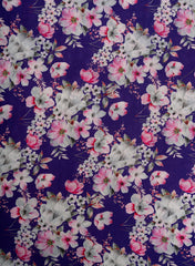 Orchid Violet Floral Pattern Lotus Pure Crepe Fabric