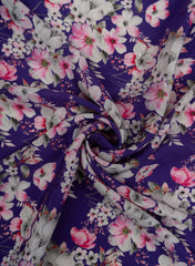 Orchid Violet Floral Pattern Lotus Pure Crepe Fabric