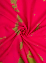 Pink And Olive Green Tie And Dye Modal Satin Fabric