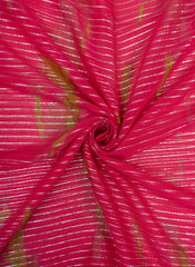 Pink And Olive Green Tie And Dye Pure Chiffon  Lurex Fabric