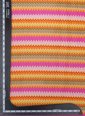 Bright Multi Colour Zig Zag Pattern Digital Print Pure Muslin Fabric