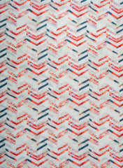 Light Pista Green And Red Zigzag Pattern Digital Print Pure Muslin Fabric