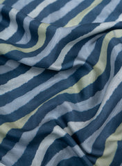 Blue White And Green Stripes Leheriya Digital Print Pure Muslin Fabric