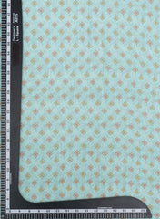 Aqua Blue Geometric Pattern Digital Print Pure Muslin Fabric