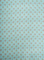 Aqua Blue Geometric Pattern Digital Print Pure Muslin Fabric