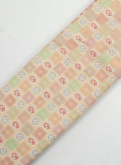 Baby Pink Checks Pattern Block Position Print On Jacquard Butti Pure Dola Silk Fabric